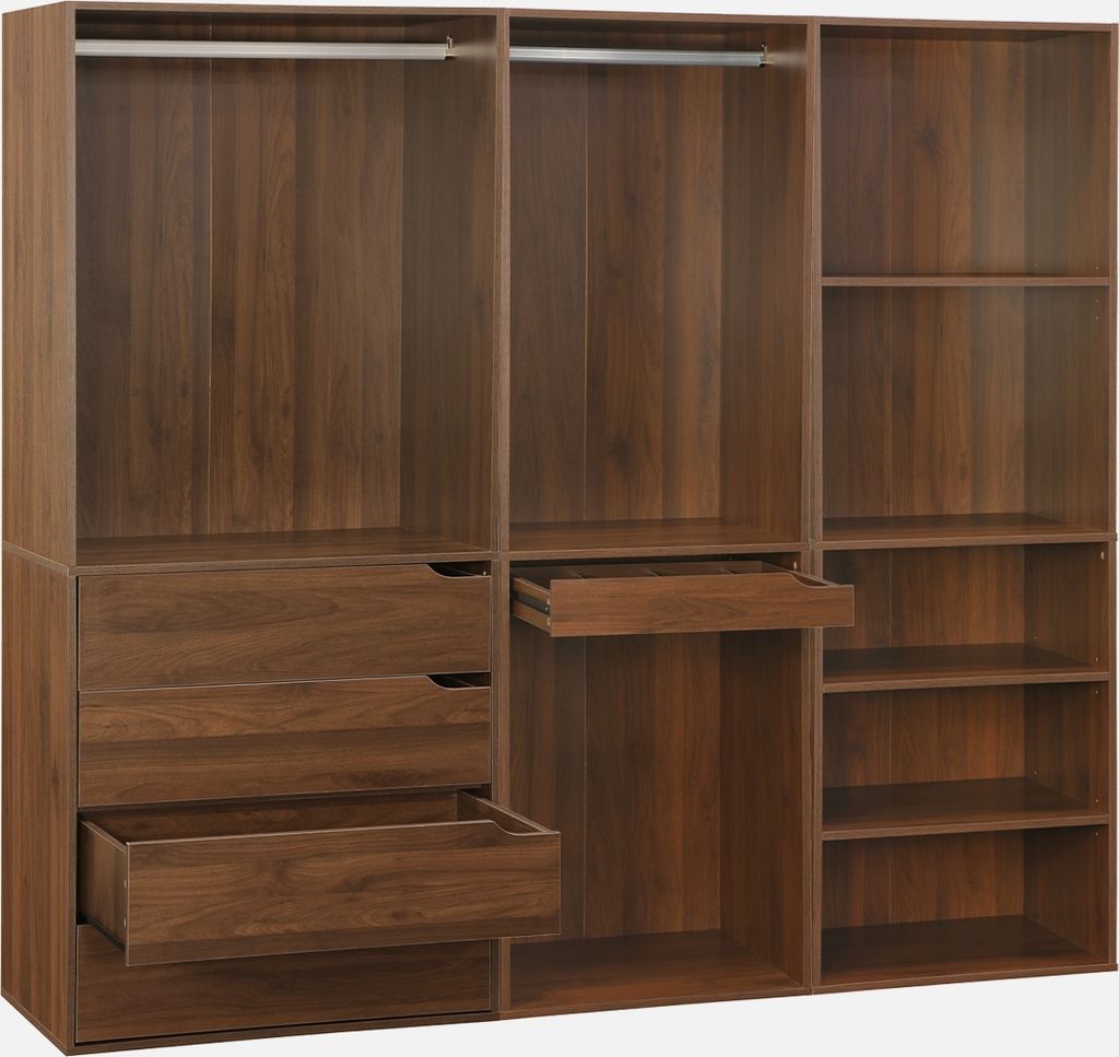 Kit guardaroba modulare decorazione legno 3 elementi, Noce Immagine del prodotto 