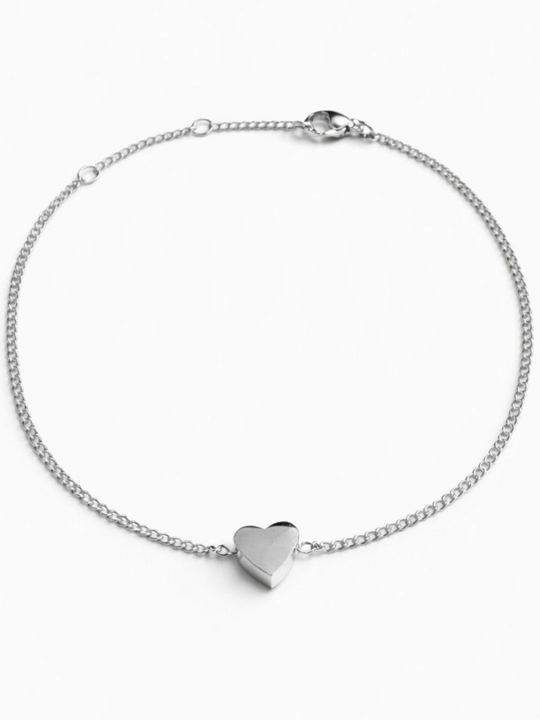 S&T DESIGN Edelstahlarmband Damen Armband Schmuck mit Herz-Anhänger Edelstahl 18K vergoldet Silber (Set, 1-tlg., Inkl. Geschenkbox), Armkette