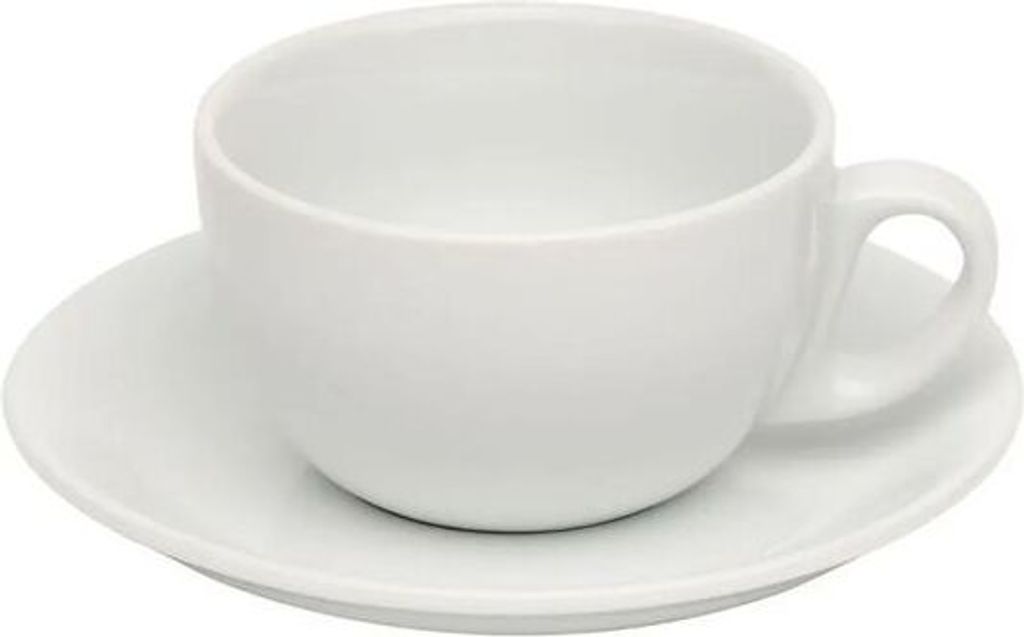 12x Caffé Latte Tasse + Untertasse Italia 350 ml weiß, Porzellan Kaffee