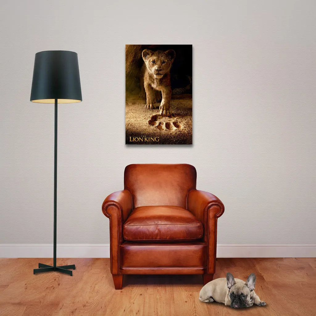 Poster Disney Le Roi Lion Simba avec supports bois 61 cm finition naturelle