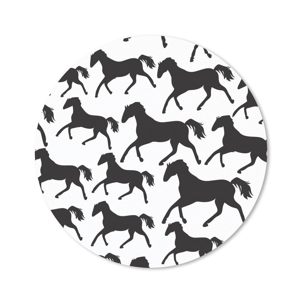 MuchoWow Mauspad Mousepad Pferde - Schwarz - Weiß - Mädchen - Kinder - Mädchen 20x20 cm - Mousepads - Maus Mat - Pad - Mausunterlage - Schreib...