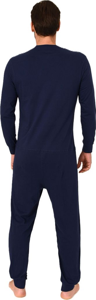 Herren Pflegeoverall langarm Einteiler Schlafanzug mit Reißverschluss am Bein ; blau , S