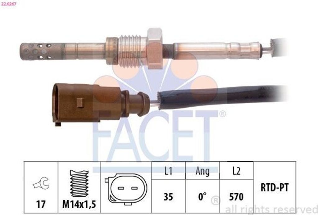 FACET 22.0267 Abgastemperatursensor für AUDI A4 Avant (8K5, B8) M14x1,5