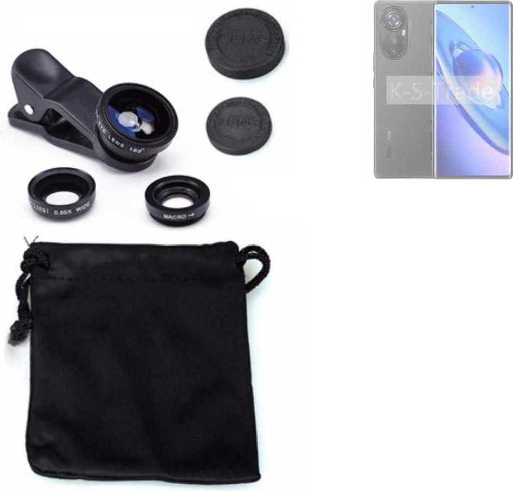 K-S-Trade Smartphone Kamera Linsen Set Kompatibel mit Blackview A2000 Pro 3in1 Clip-On Kamera Adapter Macro Weitwinkel FishEye Fischauge Objektiv