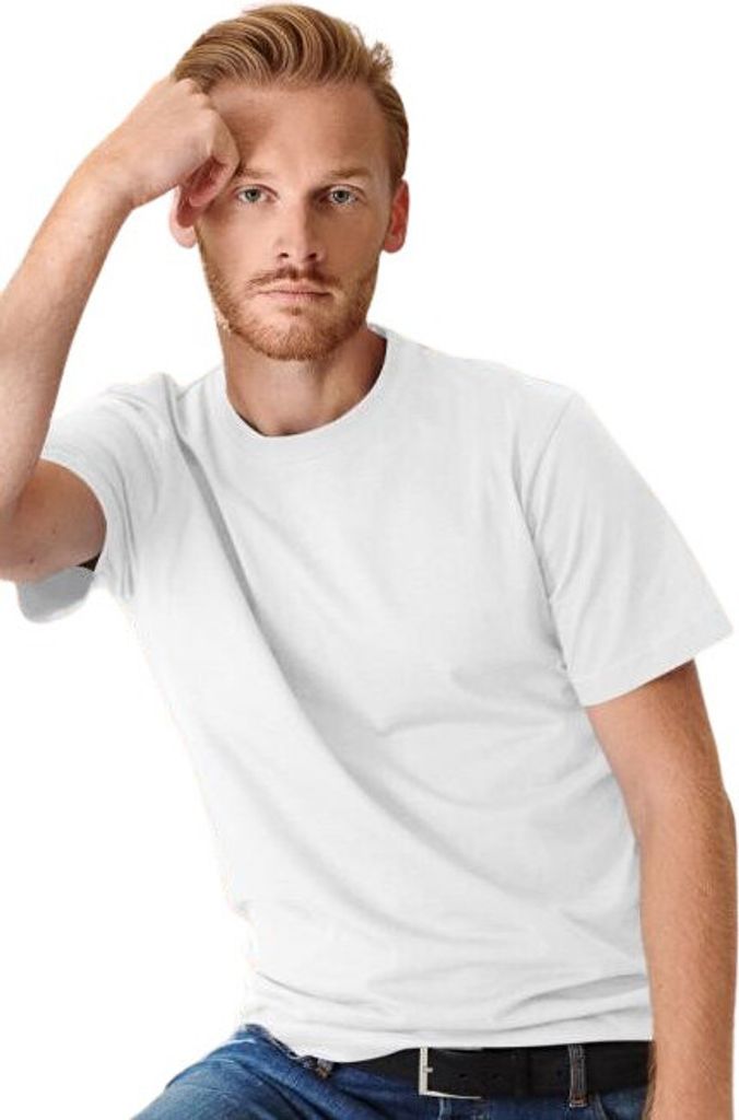 Uni Baumwoll-T-Shirt, hohe Grammatur, 100% Baumwolle, kein Druck, einfarbig, 200g/m2, Farbe weiß, Größe L