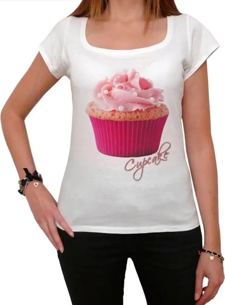Damen Grafik T-Shirt Cupcake rosa Champagner – Cupcake Pink Champagne – Öko-Verantwortlich Vintage Jahrgang Kurzarm Lustige Druck Geburtstag G...
