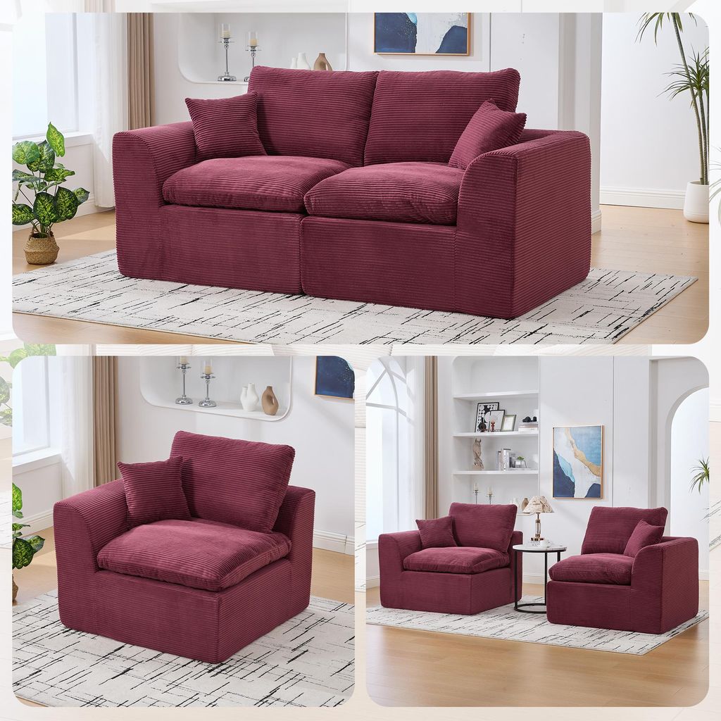 Modernes minimalistisches Stoffsofa Zweisitzer Wohnzimmersofa Weicher und bequemer Sessel Komplett mit Kissen Freizeitsofa im nordischen Stil Wohnz...