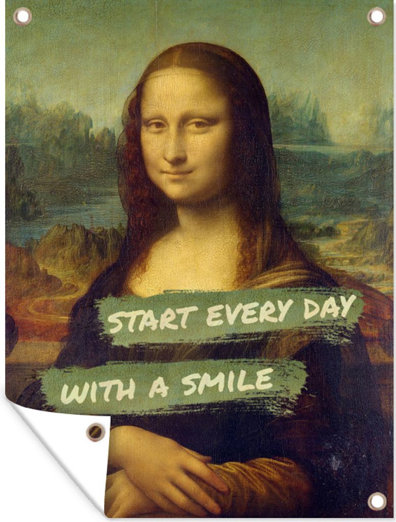 MuchoWow 60x80 cm Outdoor-Poster Gartendeko Sichtschutz Garten Poster für den Garten Mona Lisa - Zitat - Da Vinci