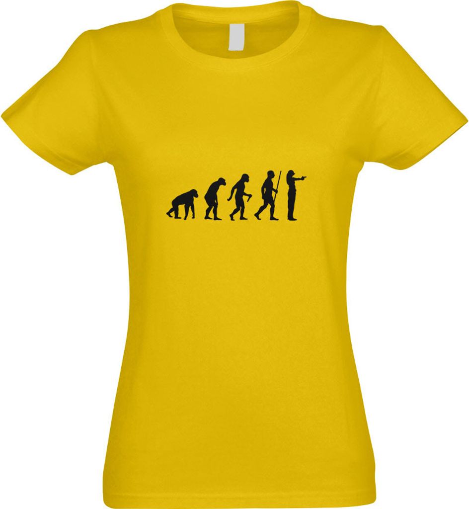 Kiwistar - T-Shirt tailliert - Damen - gelb - Sportschießen Evolution - mit Motiv Bedruckt - Funshirt Design - Sport - Freizeit - Damen - XXL