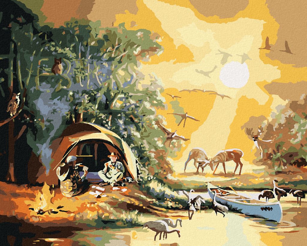 Zuty - Malen nach Zahlen - CAMPING AM SEE (D. RUSTY RUST), 40x50 cm, mit Keilrahmen (bereits gespannt)