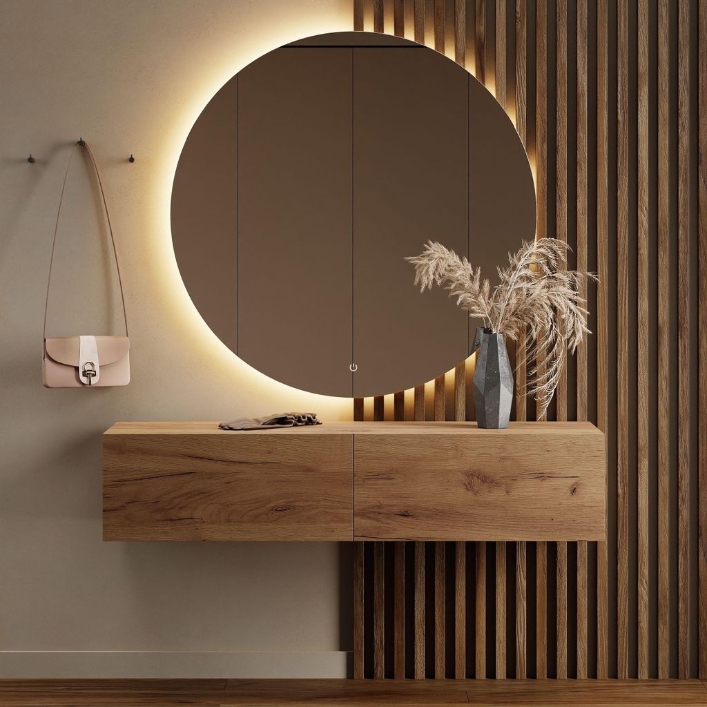 Planetmöbel Flur Möbel Garderobe Hängeschrank 1x 140 cm gold eiche, Wandgarderobe hängend oder stehend