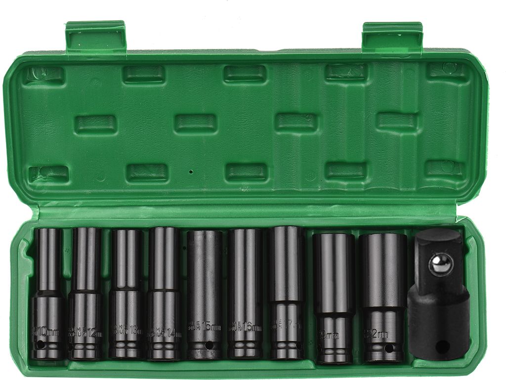 1/2-Zoll-Antriebs-Sechskant-Schlagbohrer-Satz 10-teilig mit metrischen Einsätzen der Größen 10-22 mm und 3/8-Zoll-Adapter CR-V-Material mit fest...