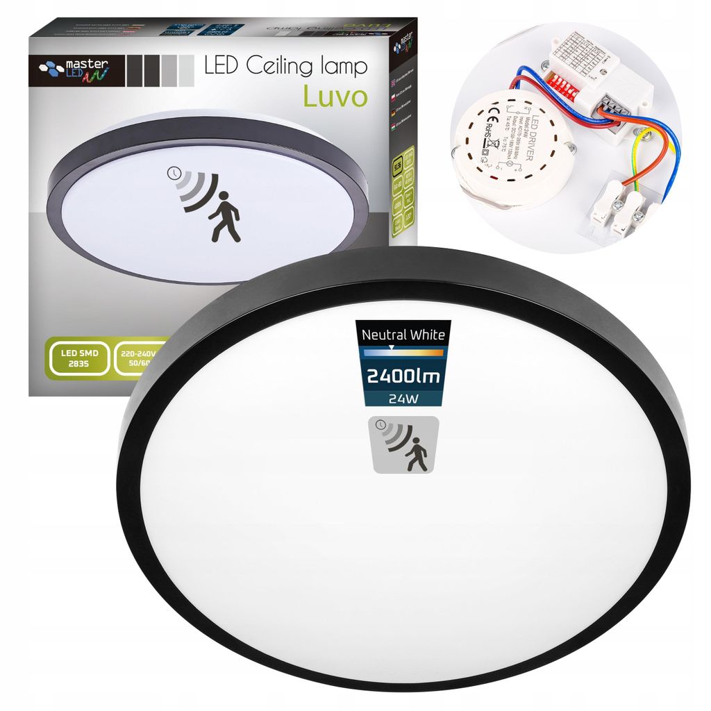 Inteligentna lampa sufitowa LED, 32 cm, IP44, czarna, Zdjęcie produktu 