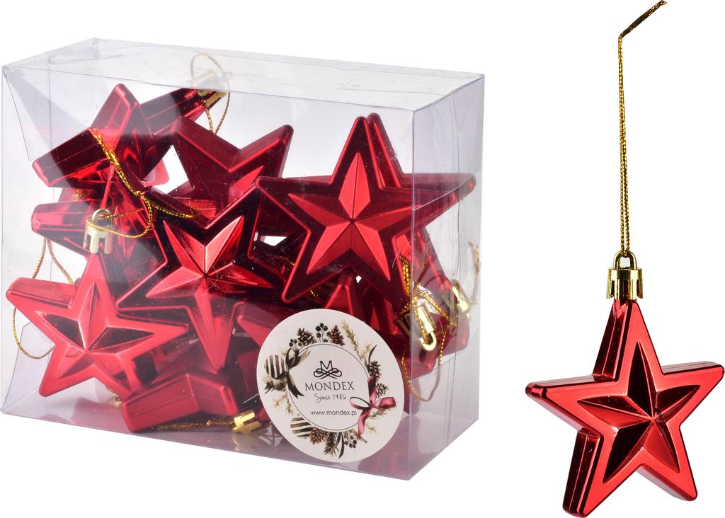 Weihnachtsbaumkugeln Kunststoff SANTA LILA Stars Rot 12 Stück