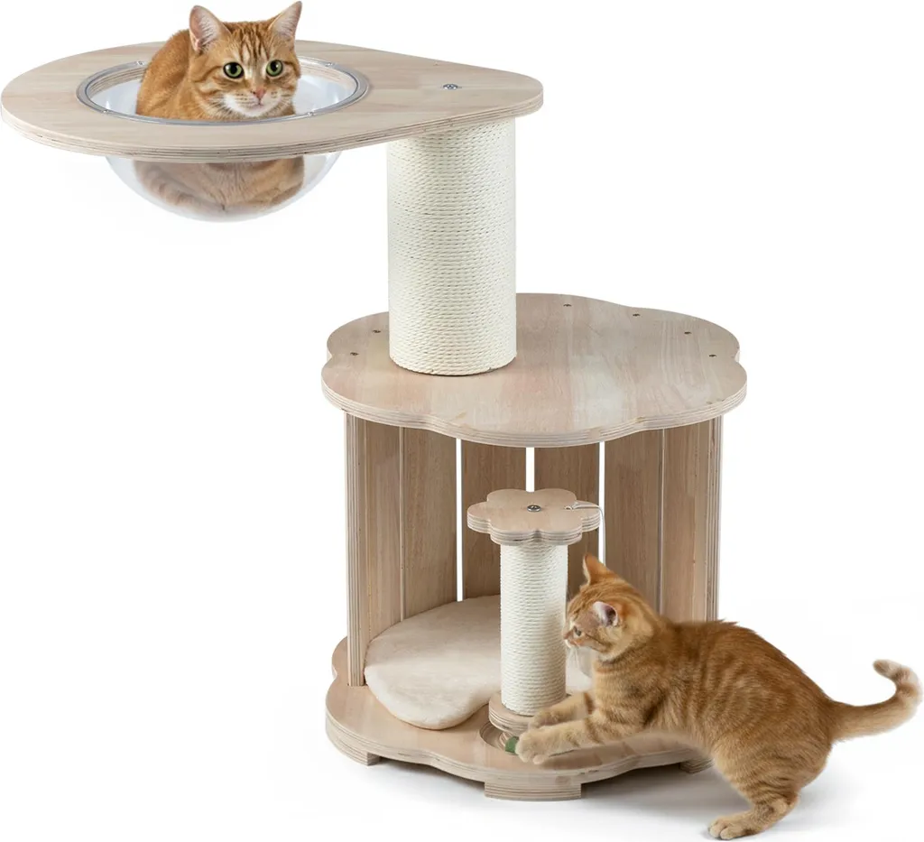 Arbre à Chat Anti-Stress avec Herbe à Chat et Griffoir contre l'Ennui