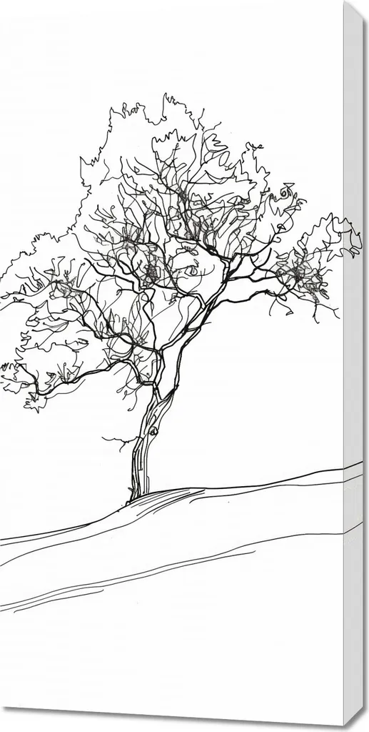 Décoration murale Arbre esquissé 50x100 cm - Toile imprimée élégante