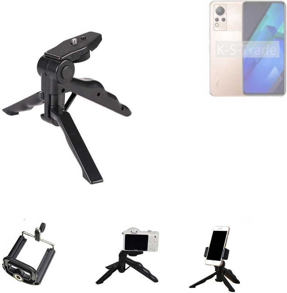 K-S-Trade Stativ Tisch-Ständer Dreibein Handy-Stativ Ständer kompatibel mit Infinix Note 12i Mini-Stativ Smartphone Tripod Handy-Stativ aus Plastik