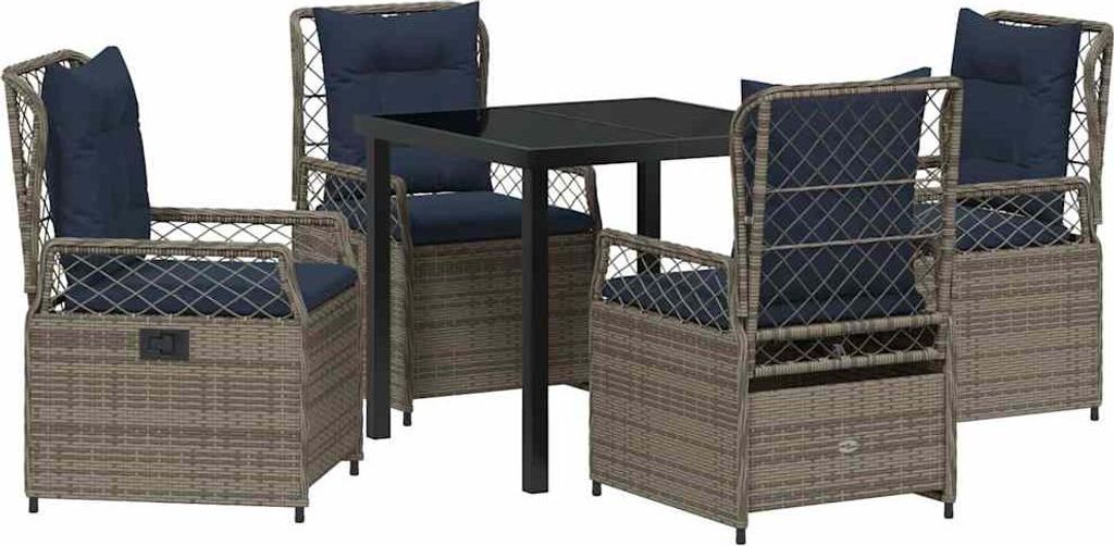 Garten Essgruppe 5 pcs Grau Poly-Rattan