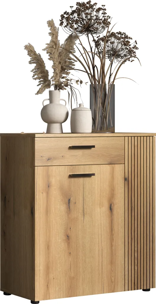 Buffet Bas de Rangement PureBliss 2 Portes 1 Tiroir - Finition Chêne - 5