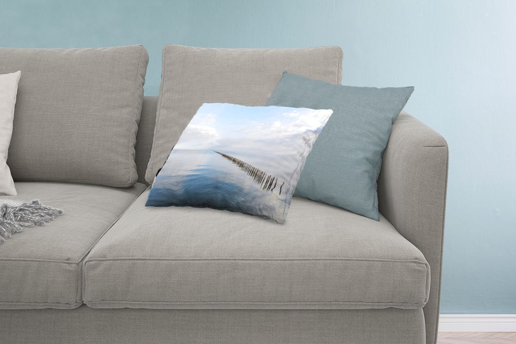 MuchoWow Zierkissen Sofakissen Wohnzimmer Dekokissen 60x40 cm Nordsee - Wolken - Wasser - Kopfkissen - Polster mit Foto