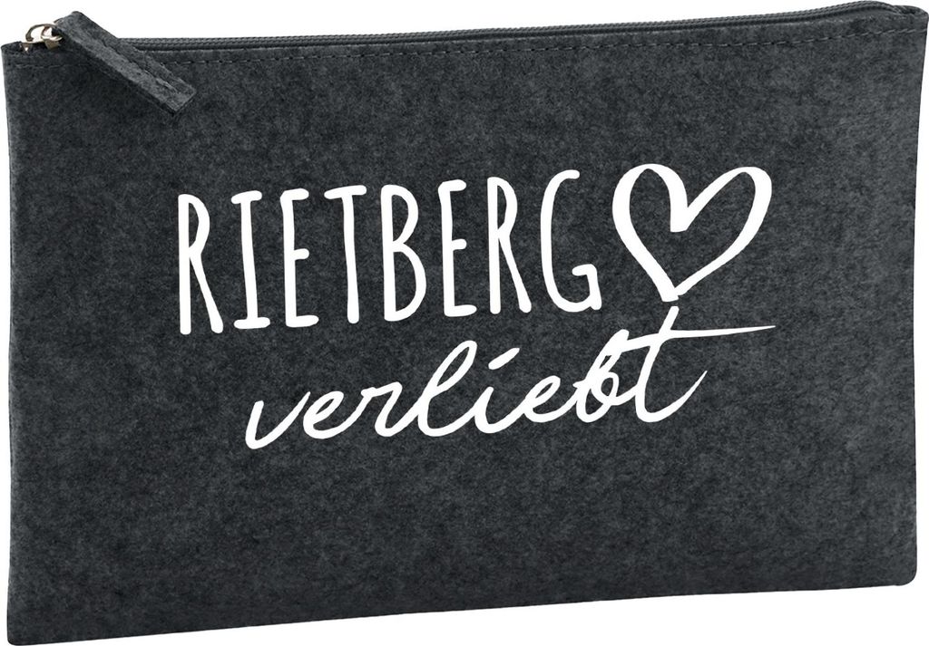 Huuraa Kulturbeutel Rietberg verliebt 1 Liter Charcoal Filz Kosmetiktasche Geschenkidee