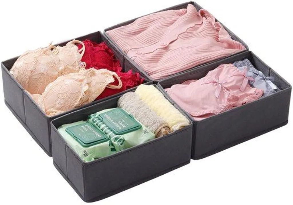Organisateur de tiroir robuste gris 50x58cm pour chambre d'enfant x4