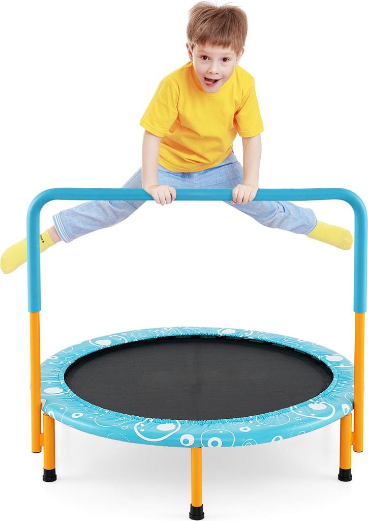 COSTWAY 92cm Mini Trampolin, Fitness Trampolin faltbar, Kindertrampolin bis 150kg belastbar, Gartentrampolin, Indoor- & Outdoortrampolin