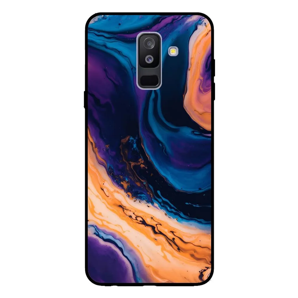 Smartphonica Custodia per telefono per Samsung Galaxy A6 Plus 2018 look marmo - cover posteriore in marmo - Blu