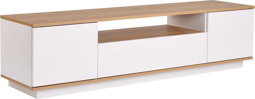 Skye Decor, Veramont - White, Cadiz Oak, TV-Ständer, Weiß, 100 % MELAMINBESCHICHTETE SPANPLATTEN, 180 x 44,5 x 44,6 cm