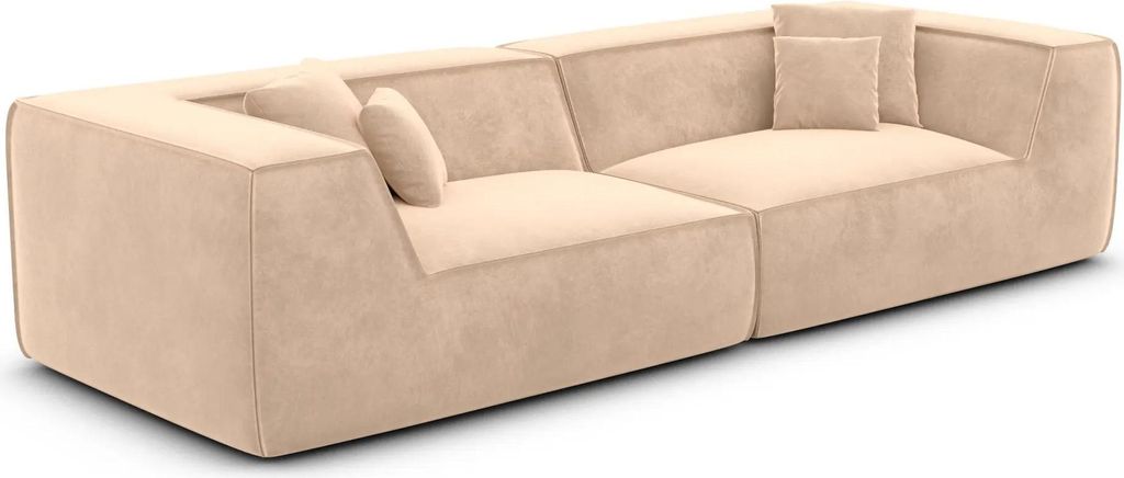 Samtstoff 4-Sitzer Couch Liberia Beige