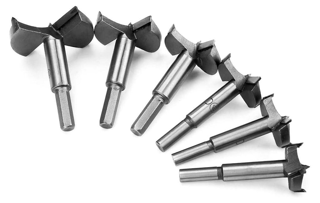 Forstner Bohrerset 6 Stücke 30-60mm Hochfester Stahl Flachbohrer Set Mit Lochsägen Für Holzbearbeitung Und Holzschneidewerkzeuge