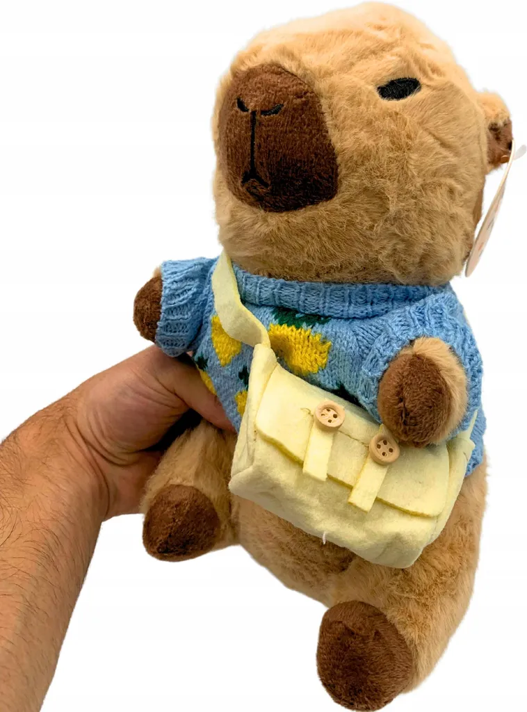 Peluche Capybara Pullover avec son petit sac à dos marron - 25 cm - 9