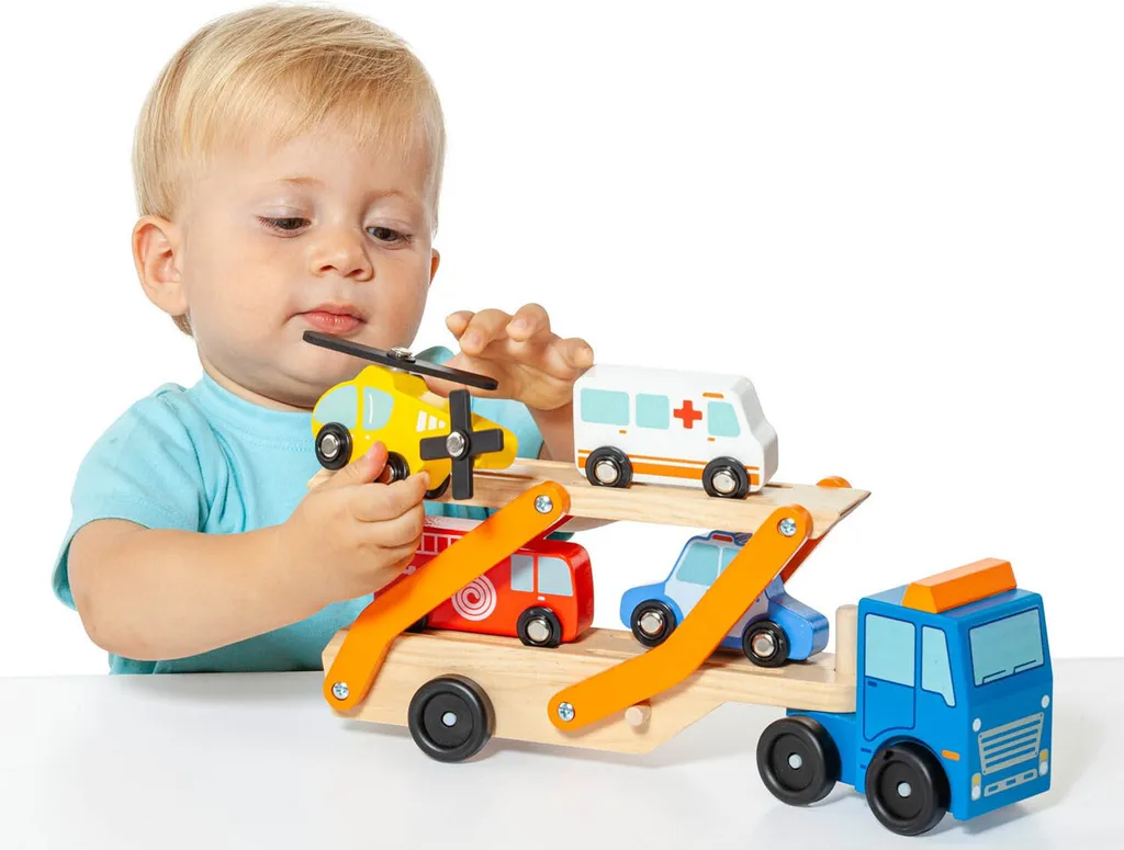 Ambulance avec véhicules en bois : fini les jouets cassés en plastique