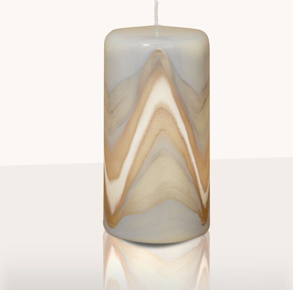 Designkerze Vesuv Stumpenkerze Taupe 140 x Ø 70 mm