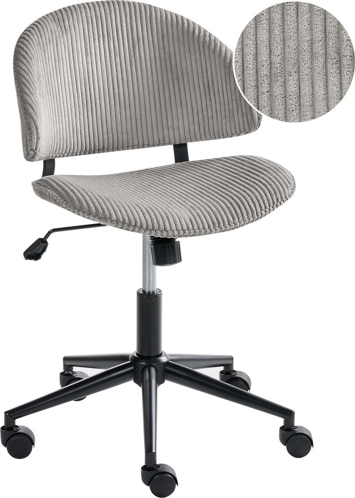 BELIANI Bürostuhl Taupe Cord Drehbar Höhenverstellbar Modernes Design Retro Stil Schreibtischstuhl Computerstuhl für Homeoffice Büro Arbeitsplatz