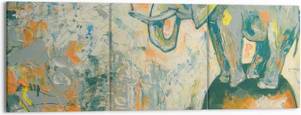 Bild auf Leinwand - Leinwandbild - Elefant Abstraktion - 150x50cm - Wand Bild - Wanddeko - Leinwanddruck - Bilder - Kunstdruck - Wanddekoration - L...