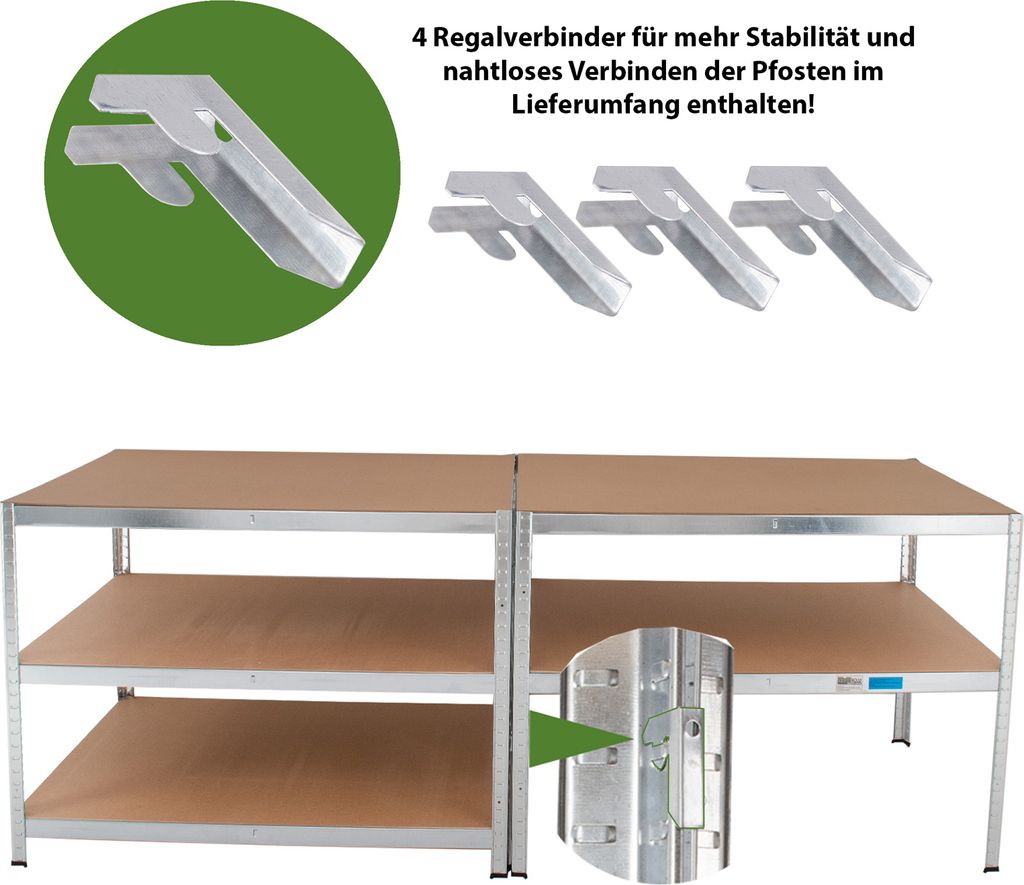 2x Schwerlastregal Steckregal 200x100x30 Archivregal Produktbild 7
