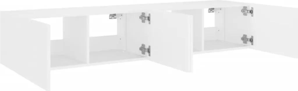 Coppia Pensili TV Bianchi con Luci LED 80 cm | Mobile Soggiorno Sospeso - 9