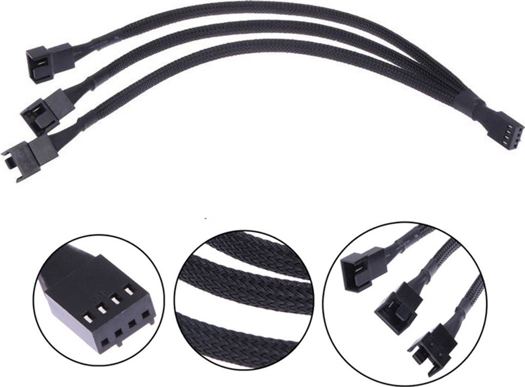 Lüfter Verteiler Splitter 1x Buchse 3x Stecker PWM Y Kabel 4 PIN Adapter 30CM