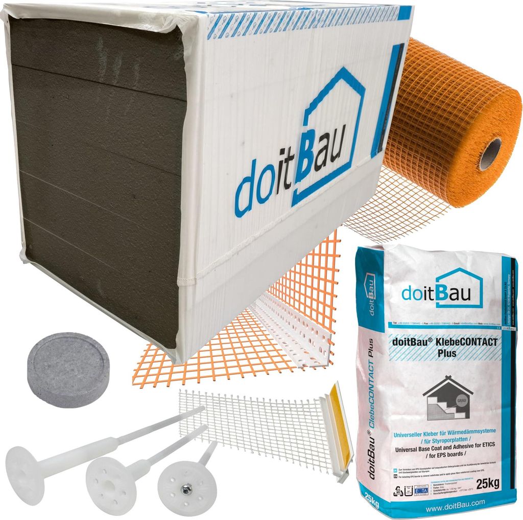 900m² WDVS EPS 031 Basispaket 80mm versenkt Styropor Dämmung Fassadendämmung, Geschossdeckendämmung, WDVS, Kellerdeckendämmung, Dachbodendämmung