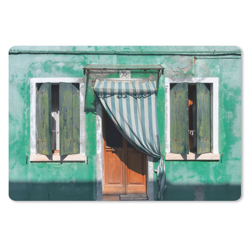 MuchoWow Schreibtischunterlage Architektur - Grün - Tür - Haus - Fensterläden 60x40 cm - XXL Mauspad - Großes Mauspad