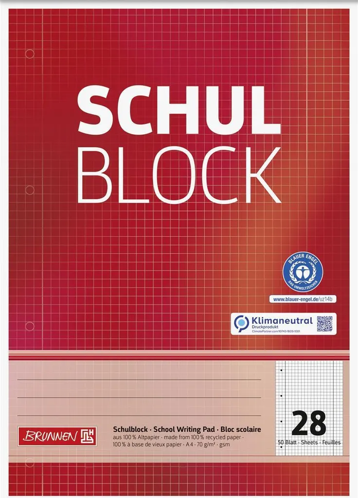Offerta 10 Blocchi Brunnen A4 Quadretti 50 Fogli per Scuola