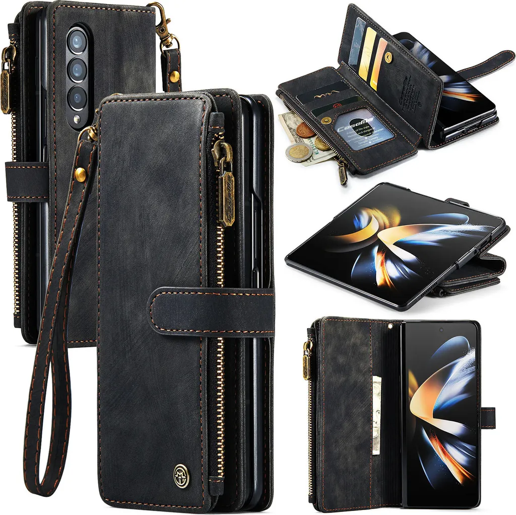 Custodia Galaxy Z Fold 4 5G da Viaggio: Portafoglio con Cerniera Nero