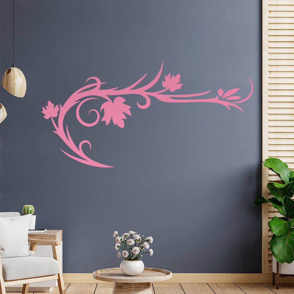 Blätter - Linien Wandtattoo in 6 Größen - Wandaufkleber Wall Sticker - Dekoration, Küche, Wohnzimmer, Schlafzimmer, Badezimmer