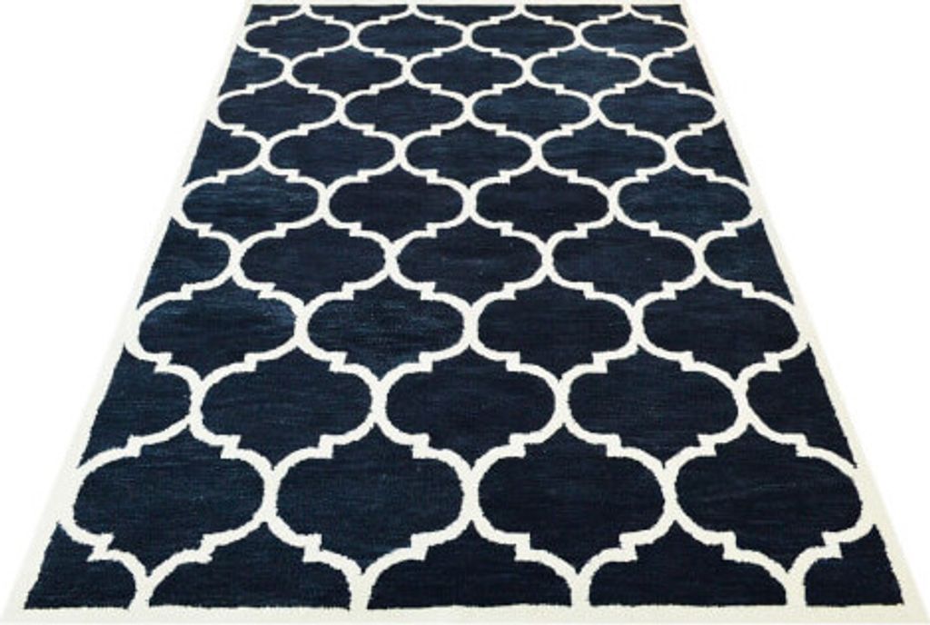 Teppich Florida Schwarz 122x183 cm marokkanisches Muster handgetuftet aus neuseeländischer Wolle, 1,3 cm hoch, fußbodenheizungsgeeignet