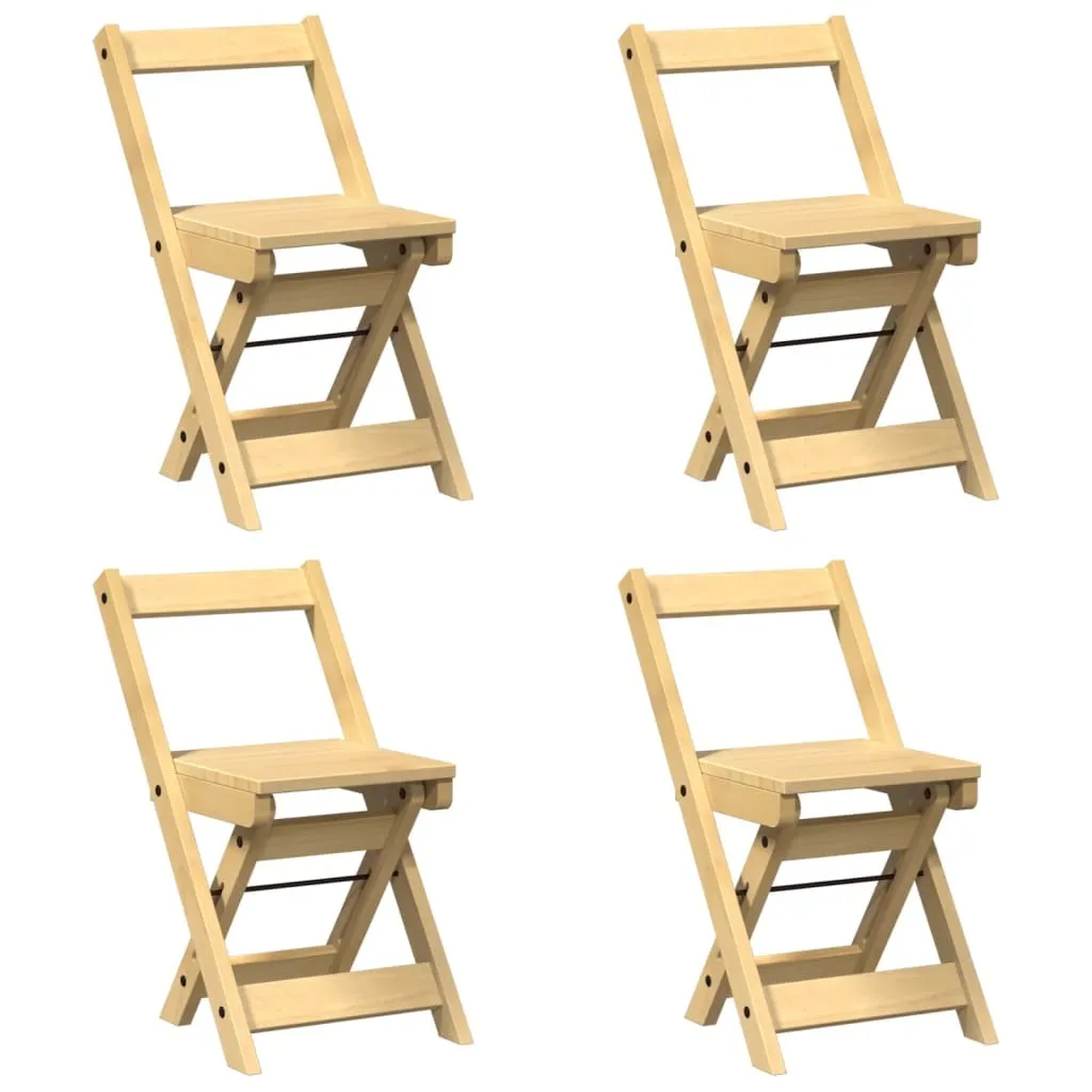 Chaise de salle à manger pliable en bois massif brun 4 pcs : Gain de place