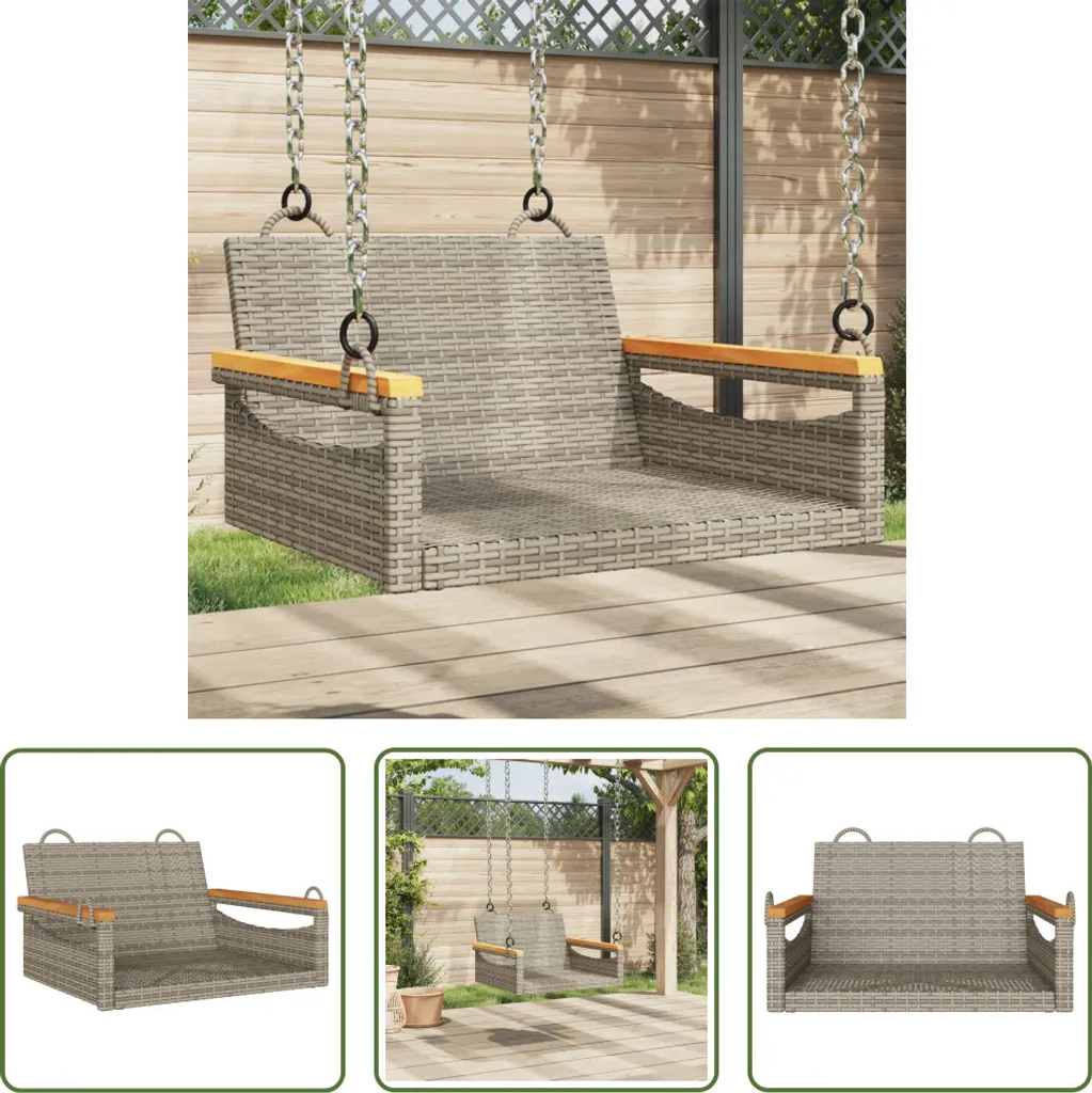 Sedia Sospesa Poly Rattan Grigia 63x62x40cm | Struttura Acciaio Rinforzato