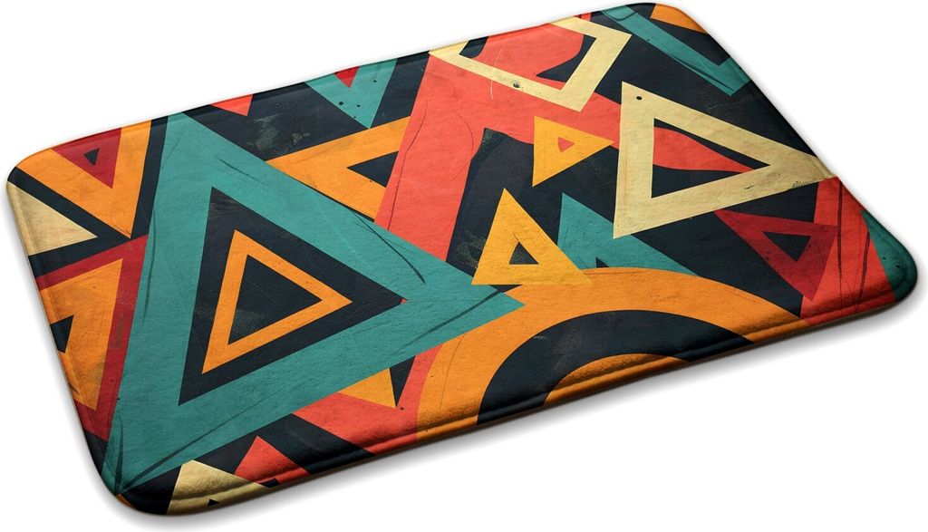 Kinderteppich Schlafzimmer Modern - 75 cm x 45 cm - Farbige Dreiecke