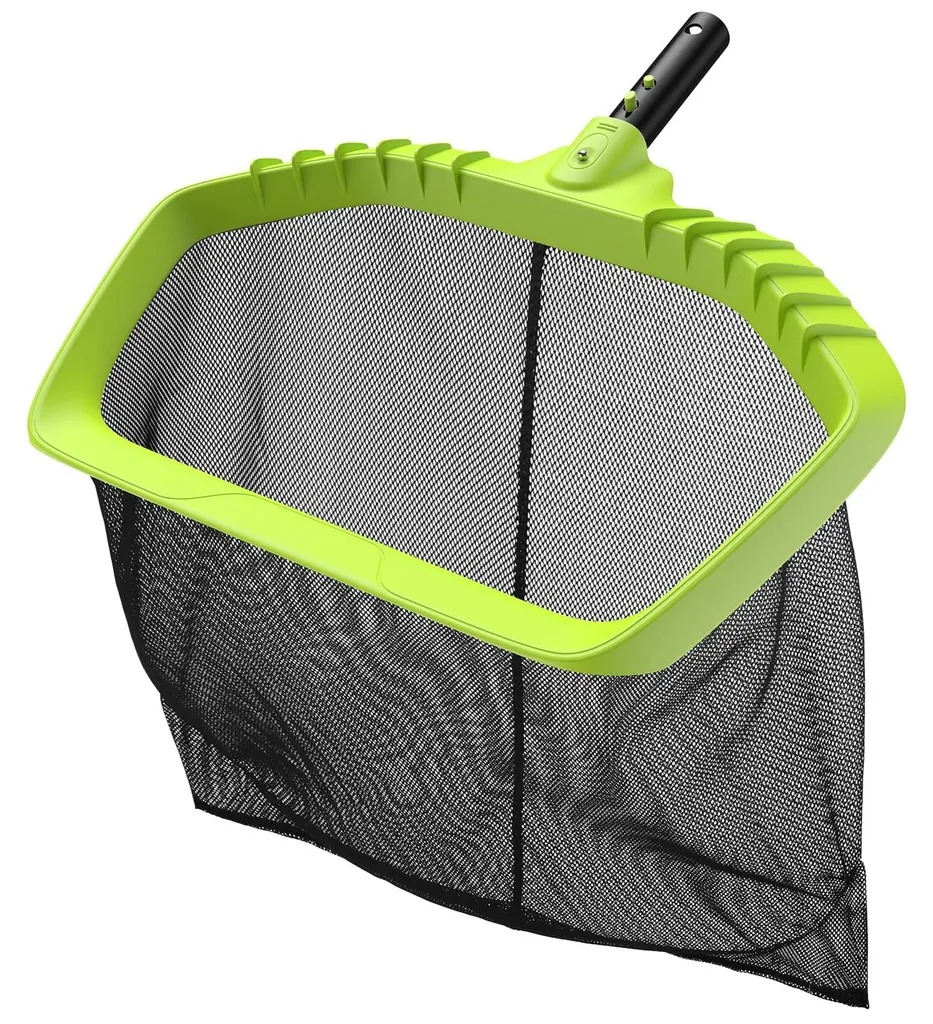 Épuisette de piscine à lames sans manche avec filet profond XL noir