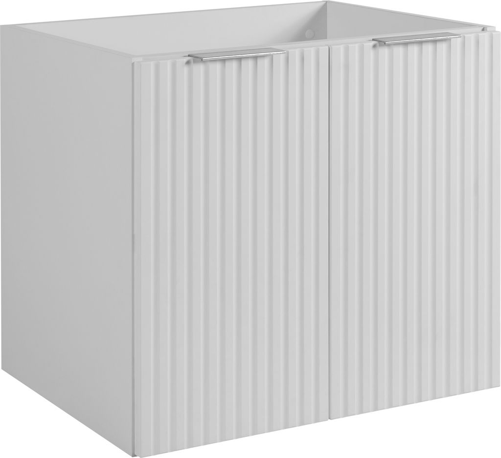 Badezimmerschrank, Weiß + silberner Griff, 60 x 57 x 46 cm Produktbild 